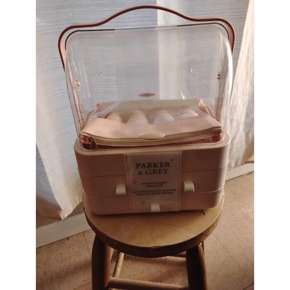 Parker And Grey Pink Portable Makeup Organizer Travel Case College Campus Dorm